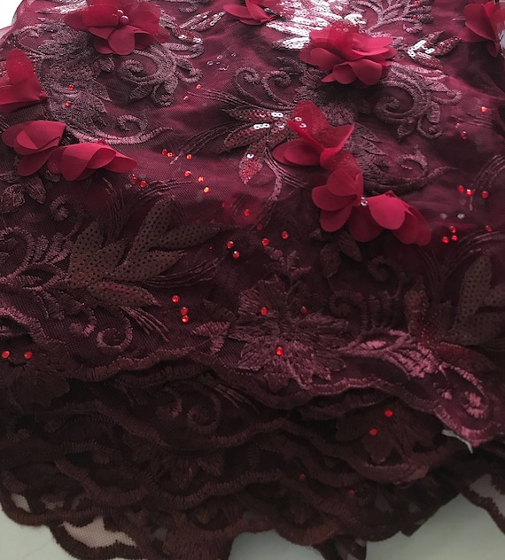 Tulle dentelle avec fleur 3D des et perles appliques et des 3D paillettes pour mariage nigérian et africain 450c73 Tulle dentelle avec fleur 3D des et perles appliques et des 3D paillettes pour mariage nigérian et africain 450c73