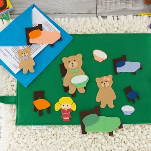 Goldilocks and the Three Bears Felt Board Quiet Activity, Montessori Child's Learning Toy, Busy Book, Busy Bag or Quiet Book Style Felt Toy image 1