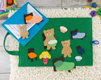 Goldilocks and the Three Bears Felt Board Quiet Activity, Montessori Child's Learning Toy, Busy Book, Busy Bag or Quiet Book Style Felt Toy