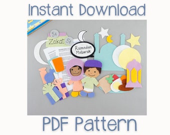 PDF Pattern for Ramadan Felt Board Story, Ramadan and Eid Flannel Board Song and Game pattern for Circle Time Fun