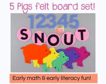 Felt Little Pig Game Felt Board Story, Flannel Board Pig & Peach Game for Preschool Teacher Story Time, Circle Time Pig Counting Song Rhyme