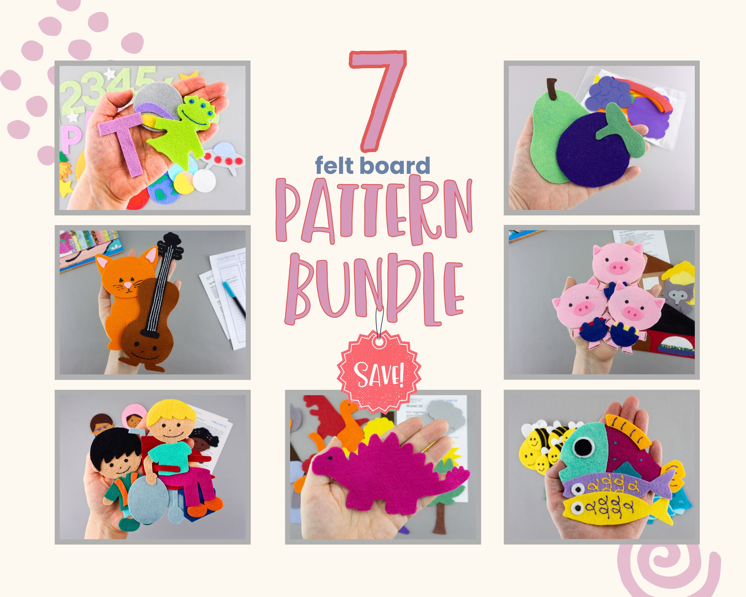 Felt Board Pattern Bundle: 7 Circle Time Stories (PDF Pattern)