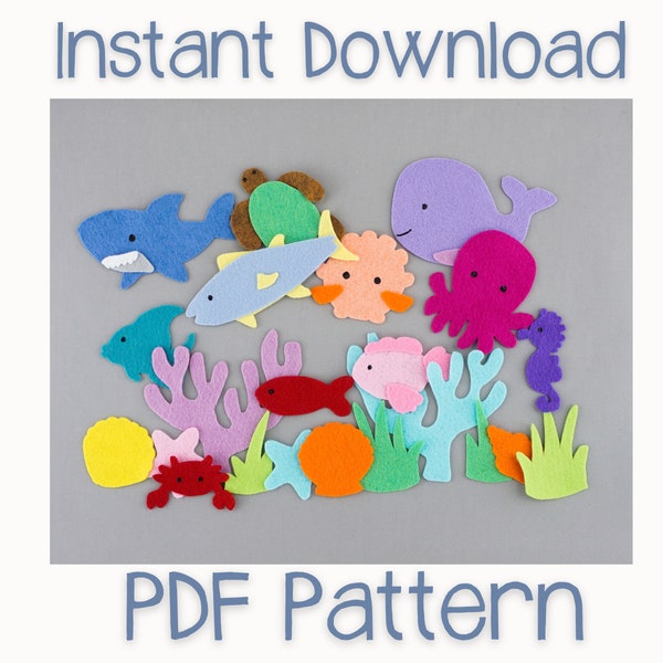 PDF Pattern for Ocean Felt Board Story & Flannel Board Circle Time Story | Digital Download Under the Sea Felt Story Board Pattern  Summer