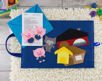 3 Pig Felt Board Story | Flannel Board Story for Toddler, Preschool and Kindergarten Kids, Quiet Book Style Travel Toy Gift for Kids