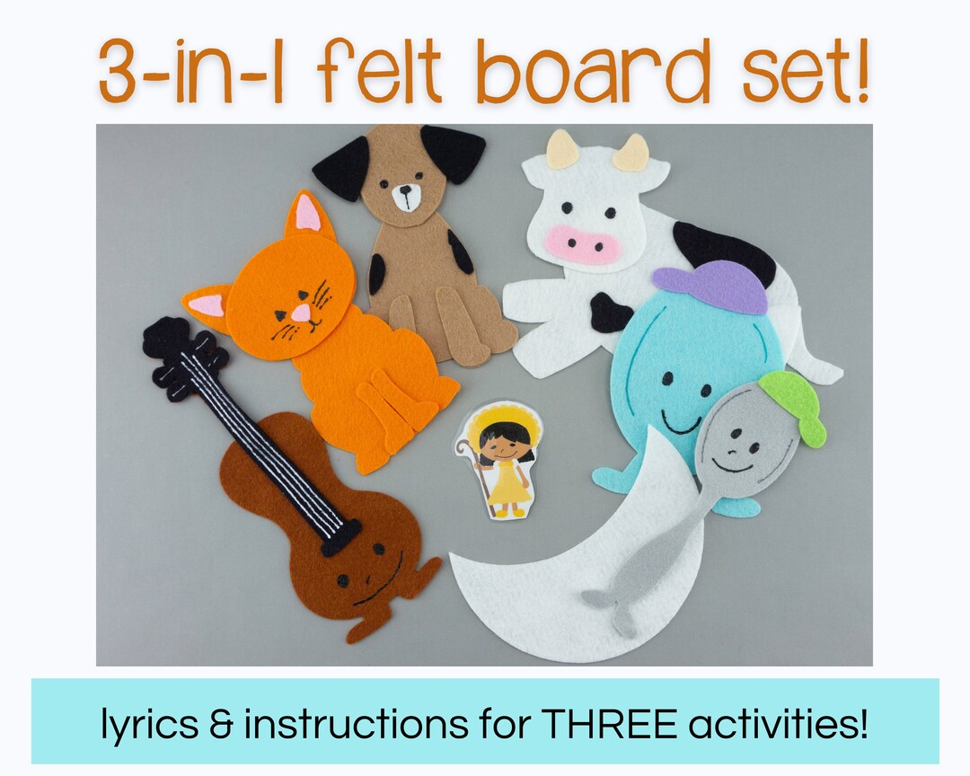 10 Shapes Felt Set / Shapes Hide and Seek Flannel Board Set / Teddy Bear,  Bunny, Kitty Cat Hide and Seek Activity/ Preschool 