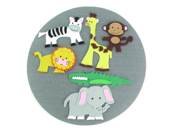 Handmade Jungle Animal Felt Board Story Toy Flannel Board Story Gift For Little Boy Or Girl Quiet Time Travel Toy Felt Jungle Animal Toy - 