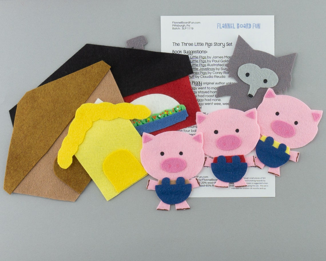 Hand Made Three Little Pigs Flannel Board Story for | Etsy