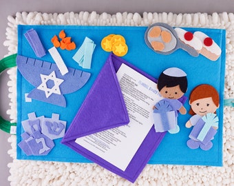 Hanukkah Felt Board Story and Felt Menorah Toy | A Quiet Book or Busy Book Style Hanukkah Felt Toy Gift for Toddlers and Preschool Kids