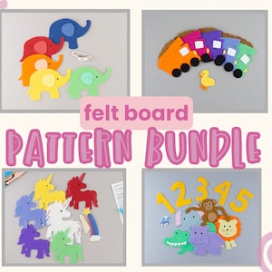 Felt Board Pattern Bundle: Circle Time Jungle, Unicorn, Truck  & Elephant Story Sets (PDF Pattern)