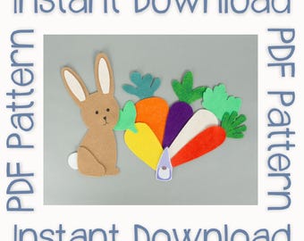 Patrón de tablero de fieltro de zanahoria: Juego de círculo de conejitos (patrón en PDF)