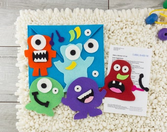 Monster Felt Board Story and Quiet Activity Toy for Toddlers, Preschoolers and Kindergartners, Flannel Board Travel Toy Gift From Grandma