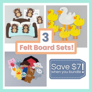 Felt Board Stories 3-Pack: Farm, Ducks, Bears - Preschool Circle Time Learning