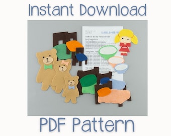 PDF Pattern Goldilocks Felt Board Story Set for Preschool Circle Time & Library Storytime, Digital Download Flannel Board Pattern