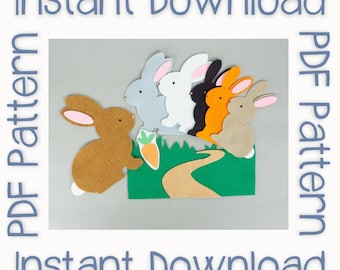 Patrón de tablero de fieltro de conejito: Actividad de círculo de primavera (patrón en PDF)