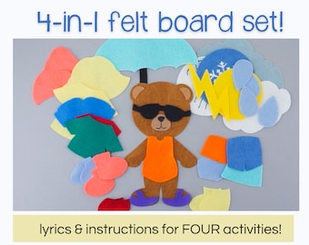 Dress Up Weather Bear Felt Board Story Circle Time Activity | Weather Circle Time, Seasons, Sorting Multi Use Flannel Board Bear Clothes