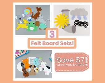 Felt Board Stories Nursery Rhyme 3 Pack: Hey Diddle Diddle, Hickory Dickory Dock, Itsy Bitsy Spider Circle Time Flannel Board Bundle