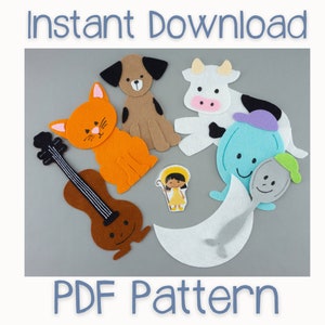 PDF Pattern for Hey Diddle Diddle the Cat and the Fiddle Felt Board & Flannel Board Circle Time Game | Nursery Rhyme Felt Board Pattern
