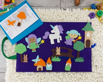 Fairy Felt Board Story & Unicorn Quiet Time Activity for Preschool or Kindergarten Little Girl, Flannel Board Birthday Gift Kids Travel Toy