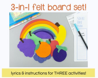 Felt Board Stories Rainbow Stew Flannel Board Preschool Circle Time Library Storytime Song, 3 in 1 Kindergarten Flannel Board Peekaboo Song