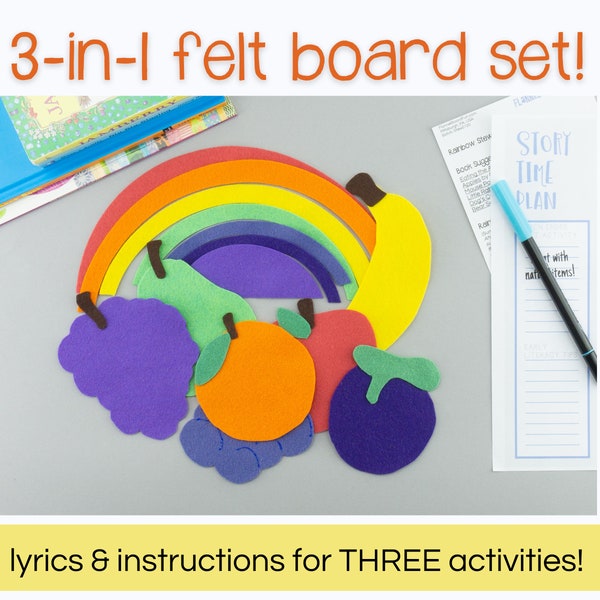 Felt Board Stories Rainbow Stew Flannel Board Preschool Circle Time Library Storytime Song, 3 in 1 Kindergarten Flannel Board Peekaboo Song