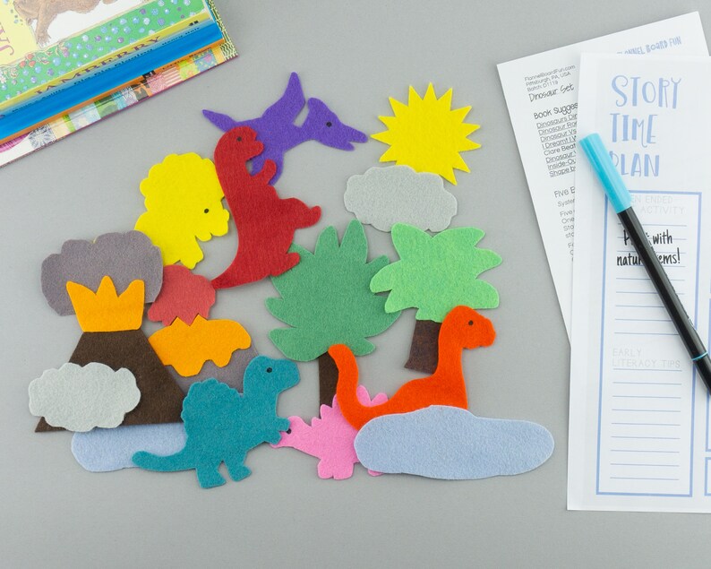 Dinosaur Circle Time Felt Board Set Online Storytime Flannel Etsy