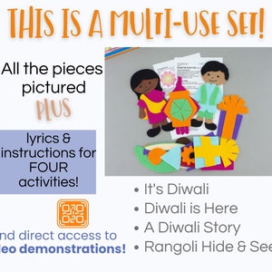 4-in-1 Felt Board Diwali Story Set with Multiple Songs and Games Preschool Kids Diwali Gift Diwali Flannel Board Set for Kindergarten image 2