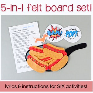 Hot Dogs Felt Board Story: 5 Preschool Circle Time Rhymes