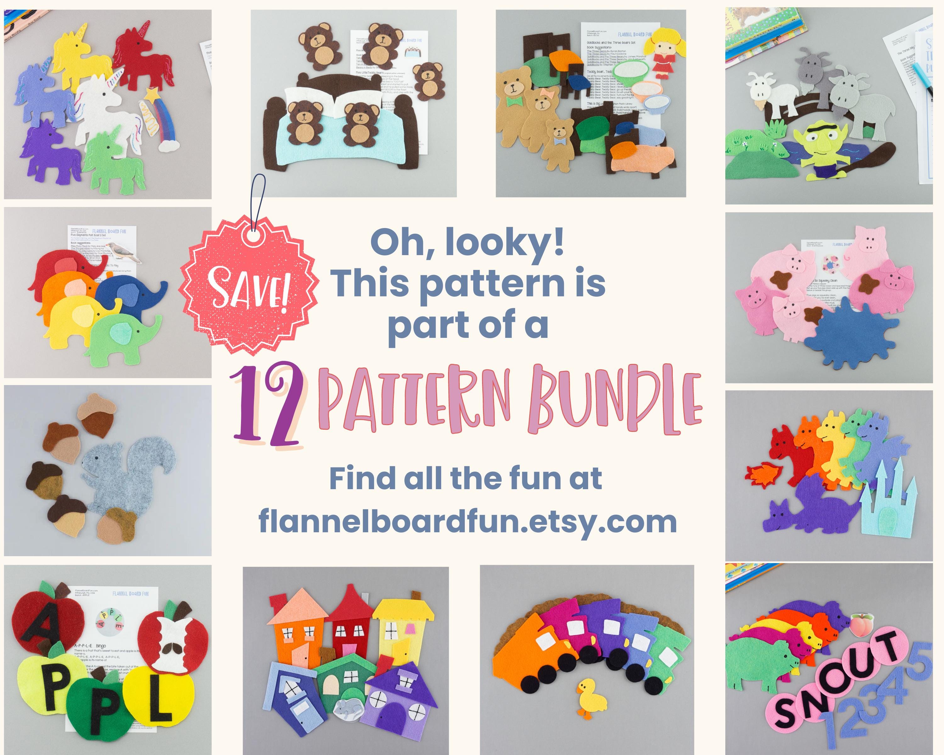 Five Bears in the Bed Felt Board Pattern: Story Time DIY (PDF Pattern ...