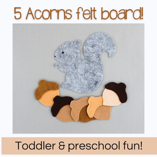 4-in-1 Squirrel + Acorn Felt Board Story Rhyme, Preschool Teacher and Librarian Circle Time or Storytime Flannel Board Fall Story & Song