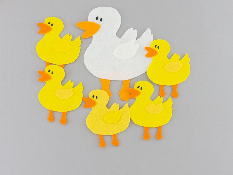 5 Little Ducks 4-in-1 Felt Board Song for Library Storytime Preschool Circle Time, Five Ducks Preschool Kindergarten Flannel Board Story Set image 7