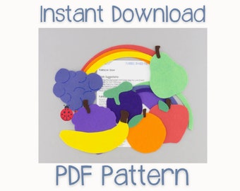 PDF Pattern for Rainbow Stew Felt Board & Flannel Board Circle Time Game, Rainbow + Fruit Felt Board Pattern for St. Patrick's Day or spring