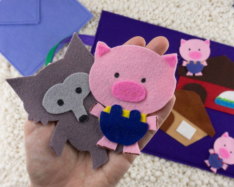 Three Little Pigs Wool Felt Board Story Set Flannel Board Pig | Etsy