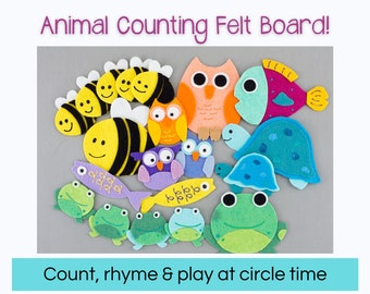 4-in-1 Over in the Meadow Flannel Board Story Song Set for Teachers & Librarians, Spring Theme Animal Felt Board Preschool Circle Activity