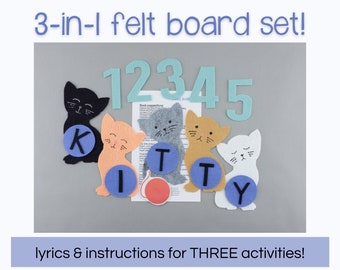 3-in-1 Cat Felt Board Story Set | Large Felt Board Pieces For Toddler, Preschool or Kindergarten Story Time & Circle Time Early Learning Fun