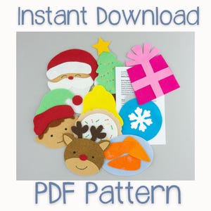 PDF Pattern for Christmas Felt Board Story, Santa Clause Flannel Board Song Game pattern for Circle Time and Storytime Fun, Elf & Reindeer