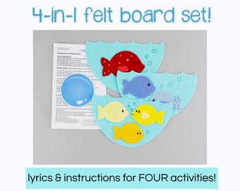 Bubble Pop Fish Circle Time Felt Board Story | Color, Counting + Fish Flannel Board for Toddler & Preschool Story Time | 4-in-1 felt story