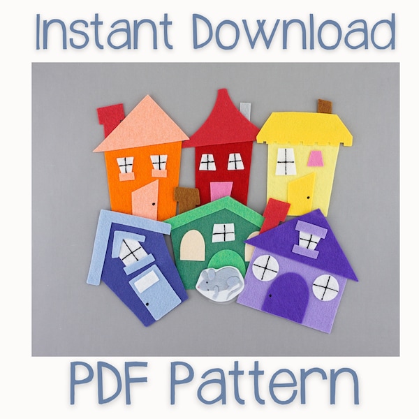 PDF Pattern for Little Mouse Felt Board & Flannel Board Circle Time Game, Mouse and House Felt Board Pattern and Video Tutorial Download