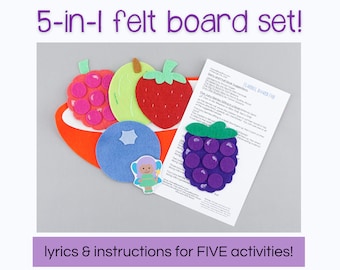Five Juicy Berries Felt Board Story Circle Time Activity | Fairy Hide & Seek Circle Time Multi Use Flannel Board