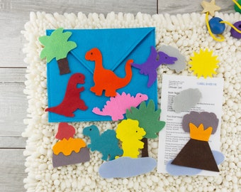 Felt Board Story Dinosaur Quiet Activity & Birthday Gift for Little Boy or Girl, Preschool + Toddler Montessori Travel Toy for Busy Kids