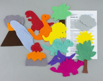 Dinosaur Circle Time Felt Board Set, Online Storytime Flannel Board Dinosaur Counting Song, Preschool and Kindergarten Dinosaur Activity