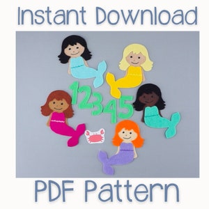 Mermaid Felt Board Story PDF Pattern: Circle Time Activity (Digital Download)