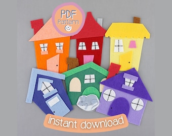 Patrón de cuento de fieltro para ratoncito: Rima para aprender colores en círculo para preescolares (Patrón en PDF)