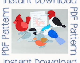 Patrón PDF de tablero de fieltro para pájaros: Aves de jardín: Hora del cuento (Descarga digital)