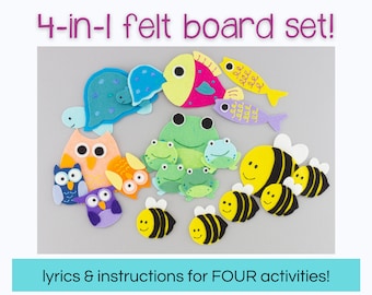 Juego de cuentos de fieltro: En el prado Canción para la hora del círculo Animales e insectos