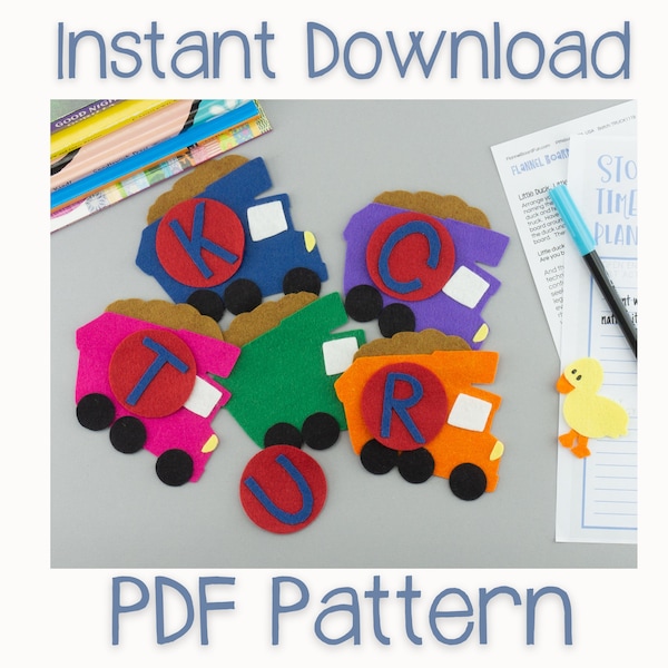 PDF Pattern for Truck Bingo Felt Board & Flannel Board Circle Time Game, Vehicle Construction Felt Board Pattern | Preschool Circle Time Fun