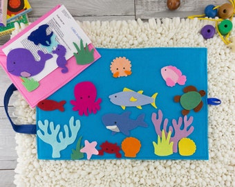 Under the Sea Flannel Board Set for Toddlers and Preschoolers, Handmade Montessori Felt Toy, Ocean Felt Busy Board or Busy Bag Activity Gift