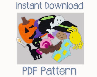 Patrón de tablero de fieltro de Halloween: Cuentos de otoño para preescolar (patrón en PDF)
