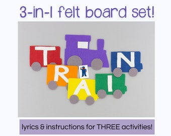 Train Flannel Board Circle Time Song, Virtual Online Story Time Early Literacy and Transportation Felt Set, Preschool Felt Board Train Song