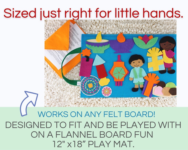 4-in-1 Felt Board Diwali Story Set with Multiple Songs and Games Preschool Kids Diwali Gift Diwali Flannel Board Set for Kindergarten image 3