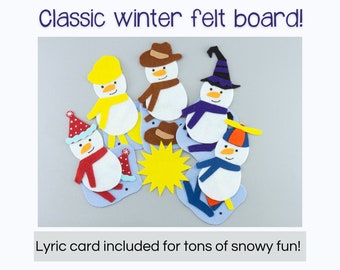 Snowman Felt Board Story Set for Librarians and Preschool Teachers, Storytime Flannel Board Stories, Homeschool Educational Circle Time Felt